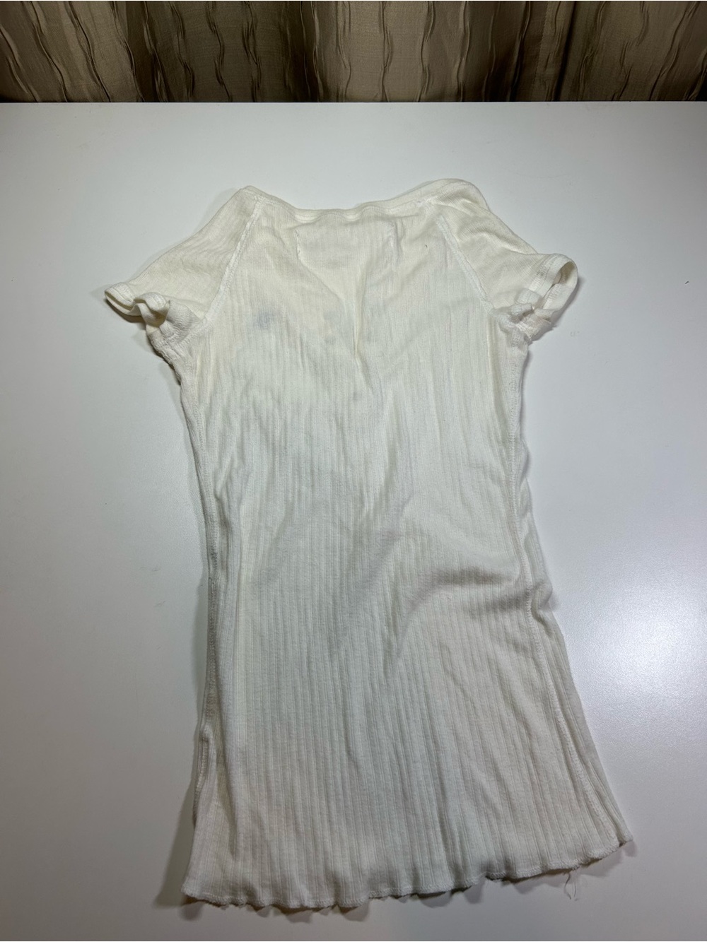 abercrombie kids Girl's M White Ribbed Short Sleeve Henley Snap Tee Vintage - Picture 7 of 9